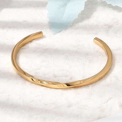 304 Stainless Steel Cuff Bangles for Women BJEW-H644-04G-1