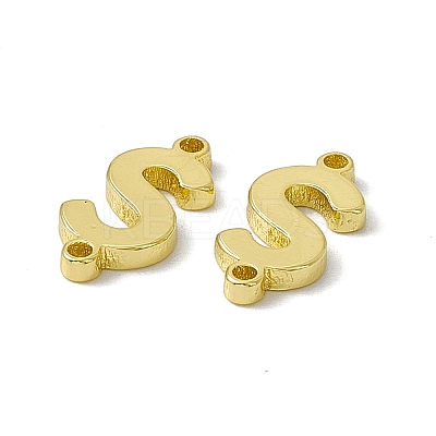 Rack Plating Brass Letter Connector Charms KK-C007-38G-S-1
