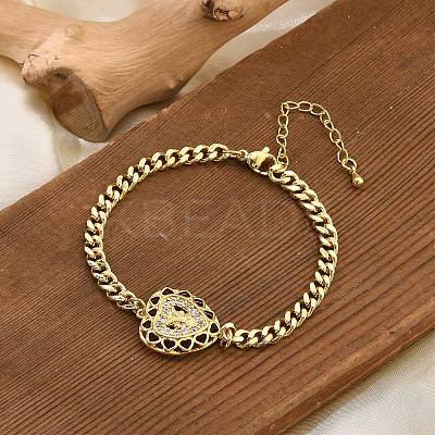 Brass Micro Pave Clear Cubic Zirconia Link Bracelets BJEW-Z082-03G-03-1