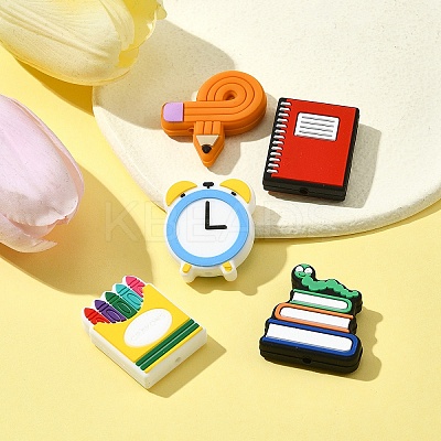 Study Theme 5Pcs 5 Styles Eco-Friendly Silicone Focal Beads SIL-FS0001-12-1