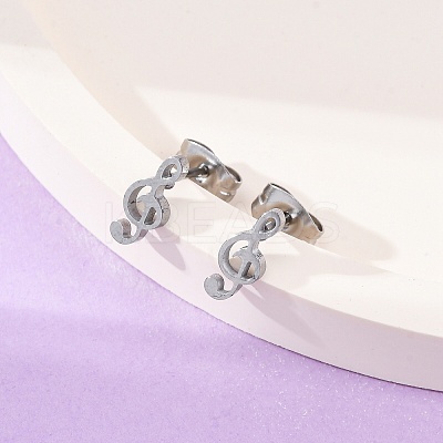 Tarnish Resistant 304 Stainless Steel Music Note Studs Earrings with 316 Stainless Steel Pins for Women MUSI-PW0001-23P-1