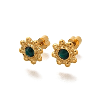 Ion Plating(IP) 304 Stainless Steel Sun Stud Earrings EJEW-A118-10G-01-1