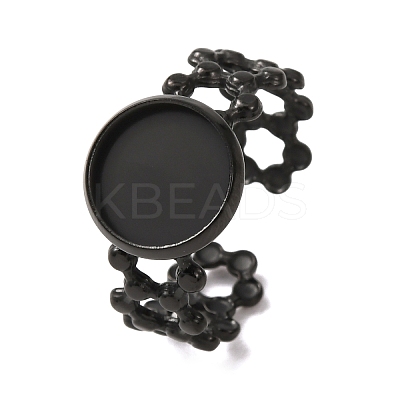 Hollow Flower 304 Stainless Steel Cuff Ring Components STAS-P454-03B-B-1