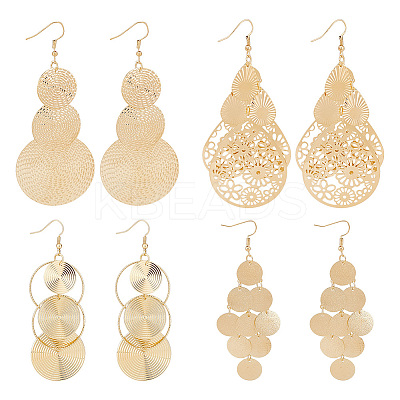 4 Pairs 4 Style Alloy Cluster Dangle Earrings EJEW-AN0004-25-1