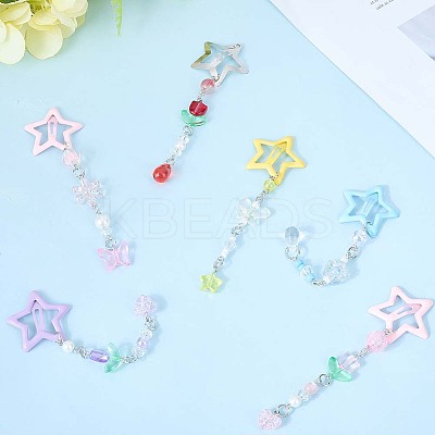 6Pcs 6 Colors Star Iron & Plastic Snap Hair Clips PHAR-CP0001-27-1