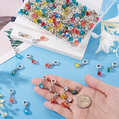 105Pcs 7 Colors Glass European Dangle Charms PALLOY-TAC0221-1