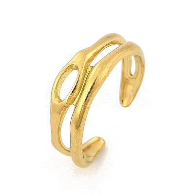 Hollow Out 304 Stainless Steel Cuff Rings for Women LS-RJEW-G338-23G-1