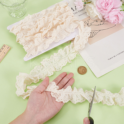 3 Yards Cotton Flower Embroidery Pleated Lace Ribbon OCOR-MA0001-14A-1