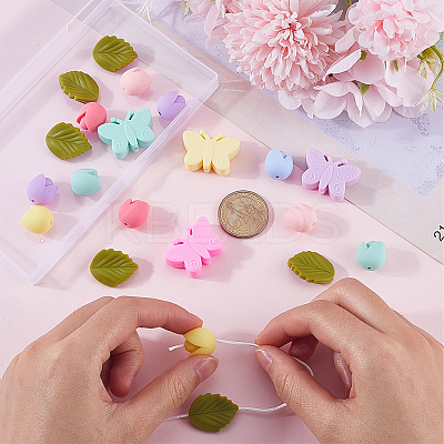 24Pcs 3 Styles Food Grade Eco-Friendly Silicone Focal Beads with Round Nylon Thread SIL-SP0001-12-1