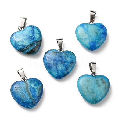 Dyed Heart Natural Gemstone Pendants G-Q438-05-1