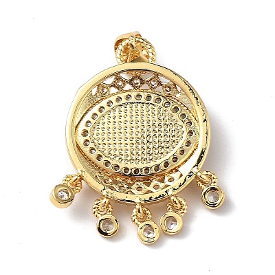 Lampwork Evil Eye Pendants with Colorful Cubic Zirconia ZIRC-L102-14G-02-1
