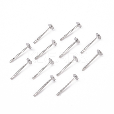 Tarnish Resistant 316 Surgical Stainless Steel Flat Round Blank Peg Stud Earring Settings LS-STAS-R073-04-1
