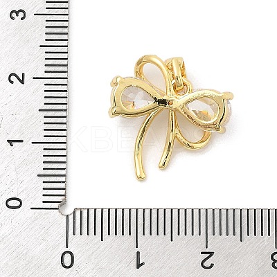 Rack Plating Bowknot Brass Clear Cubic Zirconia Pendants KK-S407-01G-A-1