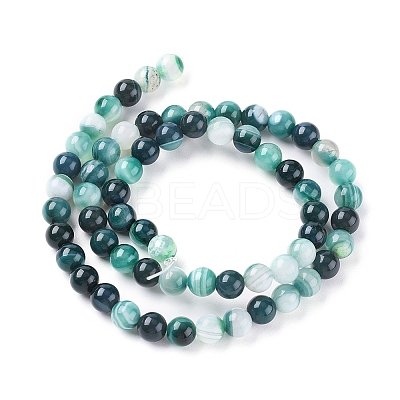 Natural Striped Agate/Banded Agate Beads Strands X-G-G582-6mm-48-1