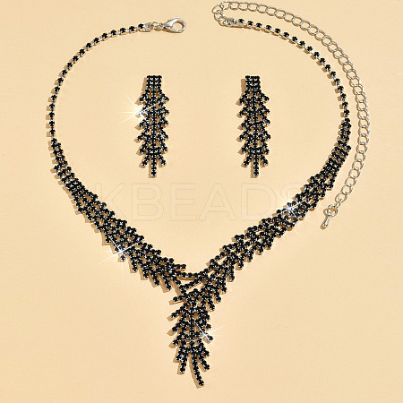 Snowflake Alloy Rhinestone Chain Necklaces & Stud Earrings Sets FS-WGB2E3F-02-1