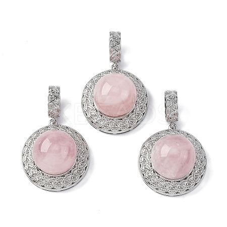 Natural Rose Quartz Pendants G-K339-04P-05-1