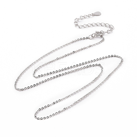 Anti-Tarnish Rhodium Plated 925 Sterling Silver Cable Chains Necklace for Women STER-I021-09P-1