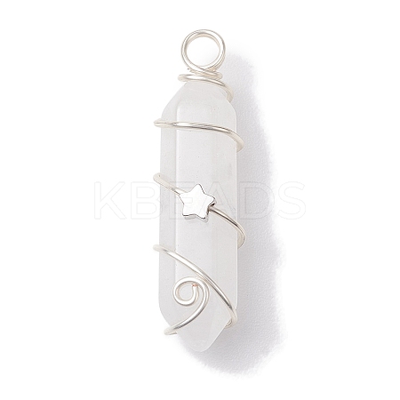 Natural Quartz Crystal Double Terminal Pointed Pendants PALLOY-JF02673-05-1