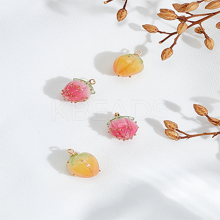 4Pcs 2 Colors Handmade Flower Epoxy Resin Pendants RESI-LP0001-27B-1