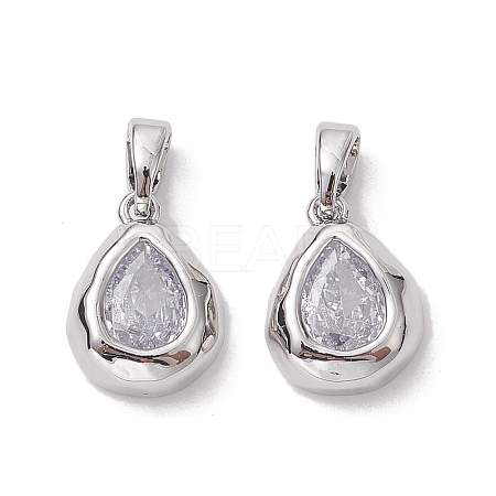 Brass Micro Pave Clear Cubic Zirconia Charms KK-K360-14P-1