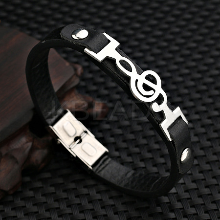 304 Stainless Steel Musical Note Link Bracelet MUSI-PW0001-34-1