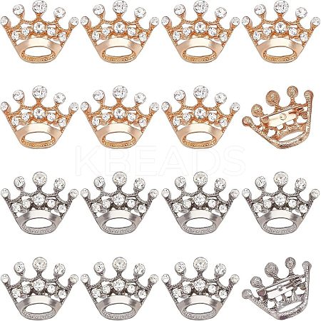 16pcs 2 Colors Crystal Rhinestone Crown Brooches JEWB-CA0001-10-1