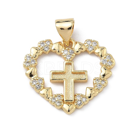 Brass Micro Pave Cubic Zirconia Pendants KK-Z143-09G-01-1