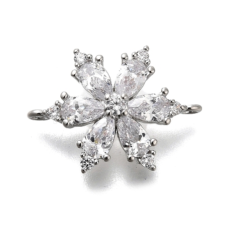 Brass Clear Cubic Zirconia Snowflake Connector Charms LS-KK-Q048-19P-1