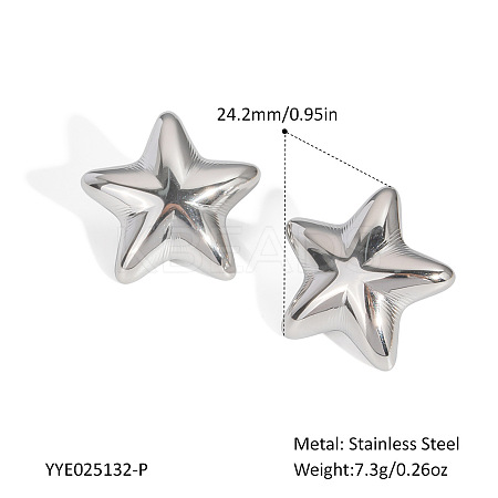 Stainless Steel Star Stud Earrings for Women DE2446-4-1