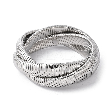 304 Stainless Steel Stretch Bracelets BJEW-A031-01E-P-1