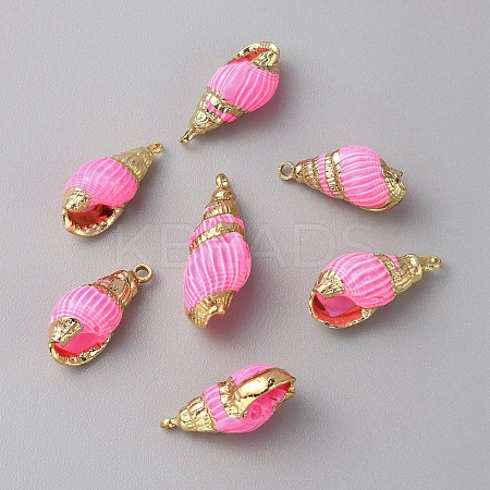 Natural Shell Dyed Pendants SHEL-WH0002-10B-1