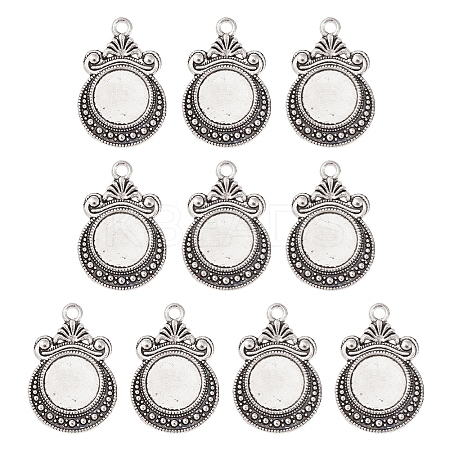 Tibetan Style Zine Alloy Pendant Cabochon Settings PALLOY-YW0001-72AS-1