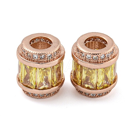 Rack Plating Brass Micro Pave Cubic Zirconia European Beads KK-F089-31RG-06-1