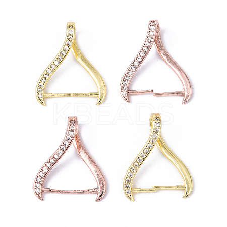 4Pcs 2 Colors Rack Plating Brass Micro Pave Cubic Zirconia Ice Pick Pinch Bails KK-YW0003-44B-1