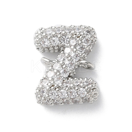 Brass Micro Pave Cubic Zirconia Letter Links KK-I717-04Z-P-1