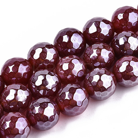 Electroplate Natural Agate Beads Strands G-T131-55-08-1