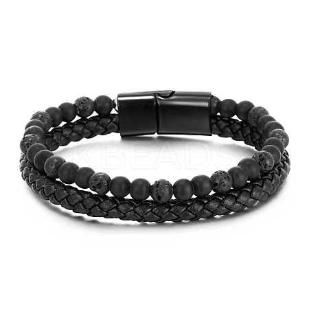 Natural Lava Rock  Beaded Bracelets PW24070698483-1