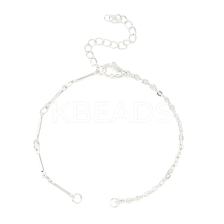 Brass Bar Link Chain & 304 Stainless Steel Cable Chain Bracelet Making AJEW-JB01421-03-1