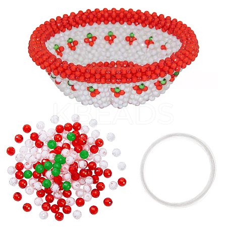 AHADEMAKER 1 Set DIY Handmade Acrylic Beaded Weaving Fruit Basket Kit DIY-GA0003-87-1