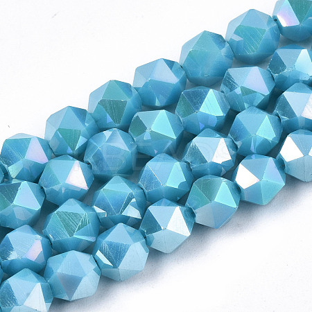 Electroplate Opaque Glass Beads Strands EGLA-T019-05L-1