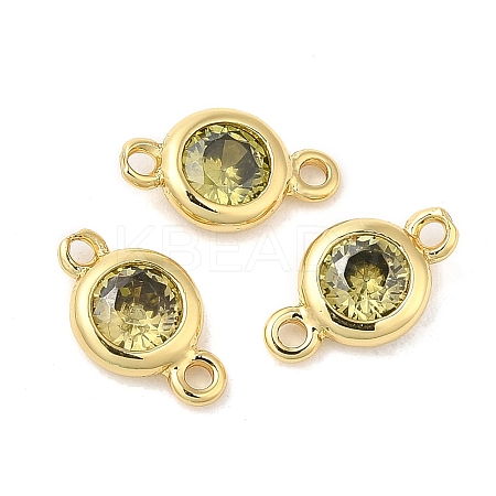 Brass Pave Cubic Zirconia Connector Charms KK-TAC0015-01G-05-1
