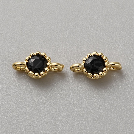 Real 14K Gold Plated Brass Pave Cubic Zirconia Links KK-WH0064-39G-09-1
