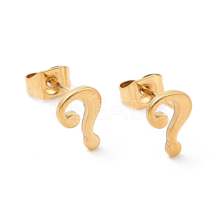 304 Stainless Steel Question Mark Stud Earrings for Women Men LS-EJEW-G318-06G-1