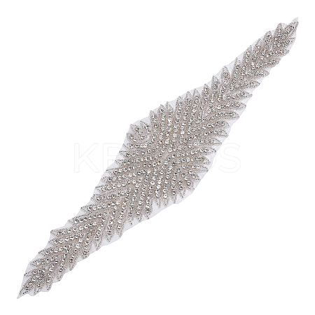 Flower Polyester Computerized Embroidery Cloth Hotfix Rhinestone Iron on/Sew on Patches PATC-WH0002-107B-1