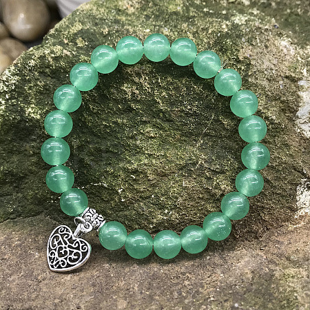 Natural Green Aventurine Round Beaded Stretch Bracelets DM7312-4-1