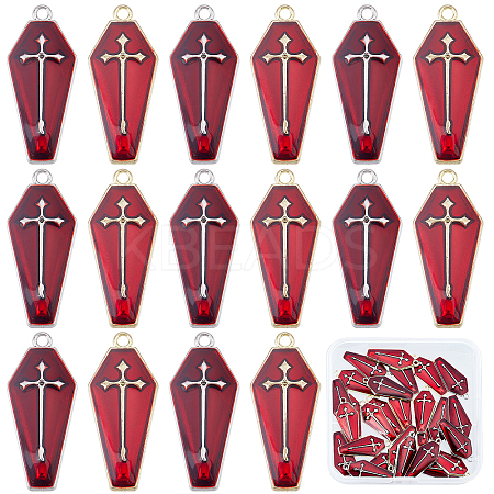 30Pcs 2 Colors Halloween Theme Alloy Enamel Pendants FIND-SC0002-93-1