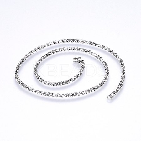 Non-Tarnish 304 Stainless Steel Wheat Chain Necklaces LS-NJEW-F227-05P-01-1