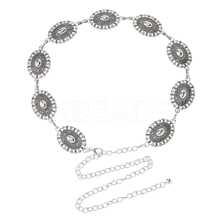 1pc Tibetan Style Alloy Flower Links Chains Belts for Women AJEW-HS0001-08-1