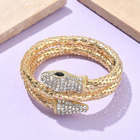 Snake Alloy Rhinestone Bangles for Women LS-BJEW-G085-01G-02-1