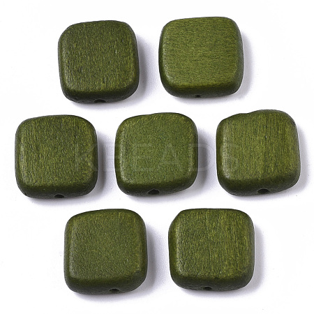 Painted Natural Wood Beads WOOD-R265-10C-1